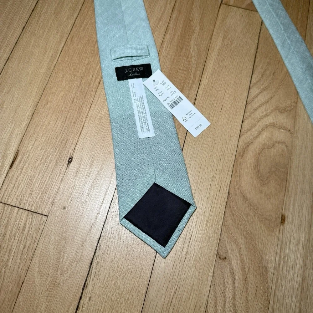 J Crew Ludlow Tie Mens One Size Mint Green Wool Blend Made USA Necktie‎ Preppy